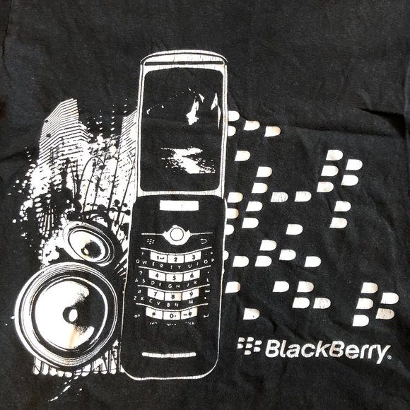 VINTAGE BLACKBERRY T-SHIRT NAVY BLACK MEDIUM - Picture 4 of 4